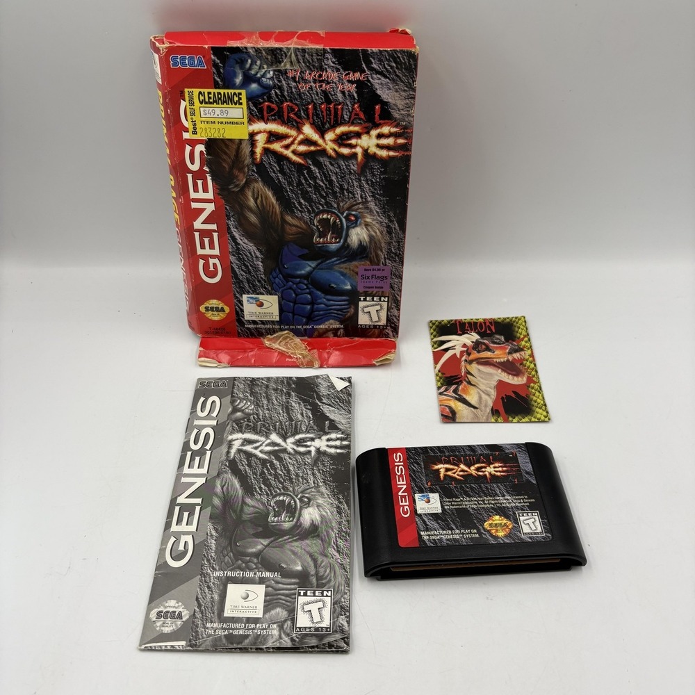 Vintage Primal Rage Sega Genesis Video‎ Game CIB Complete Fighting 1994 USA